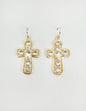 Gold Cross Earring with Rhinestone Studded 1.5" Earring