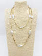 Gold Chain with Oval Pearl Layered 16"-18" Necklace