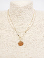 Gold Thin Multi Chain with Hammered Toggle Coin 16"-18" Necklace