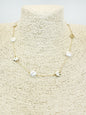 Hammered Gold Coin and Pearl 16"-18" Necklace
