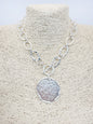 Open Silver Chain with Hammered Coin Charm 16"-18" Necklace