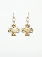 Worn Gold Hammered 1.5" Cross Earrings