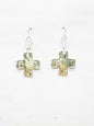 Worn Silver Hammered 1.5" Cross Earrings