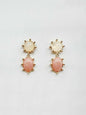 Cream and Pink Gold Studded 2 Drop 1" Earring