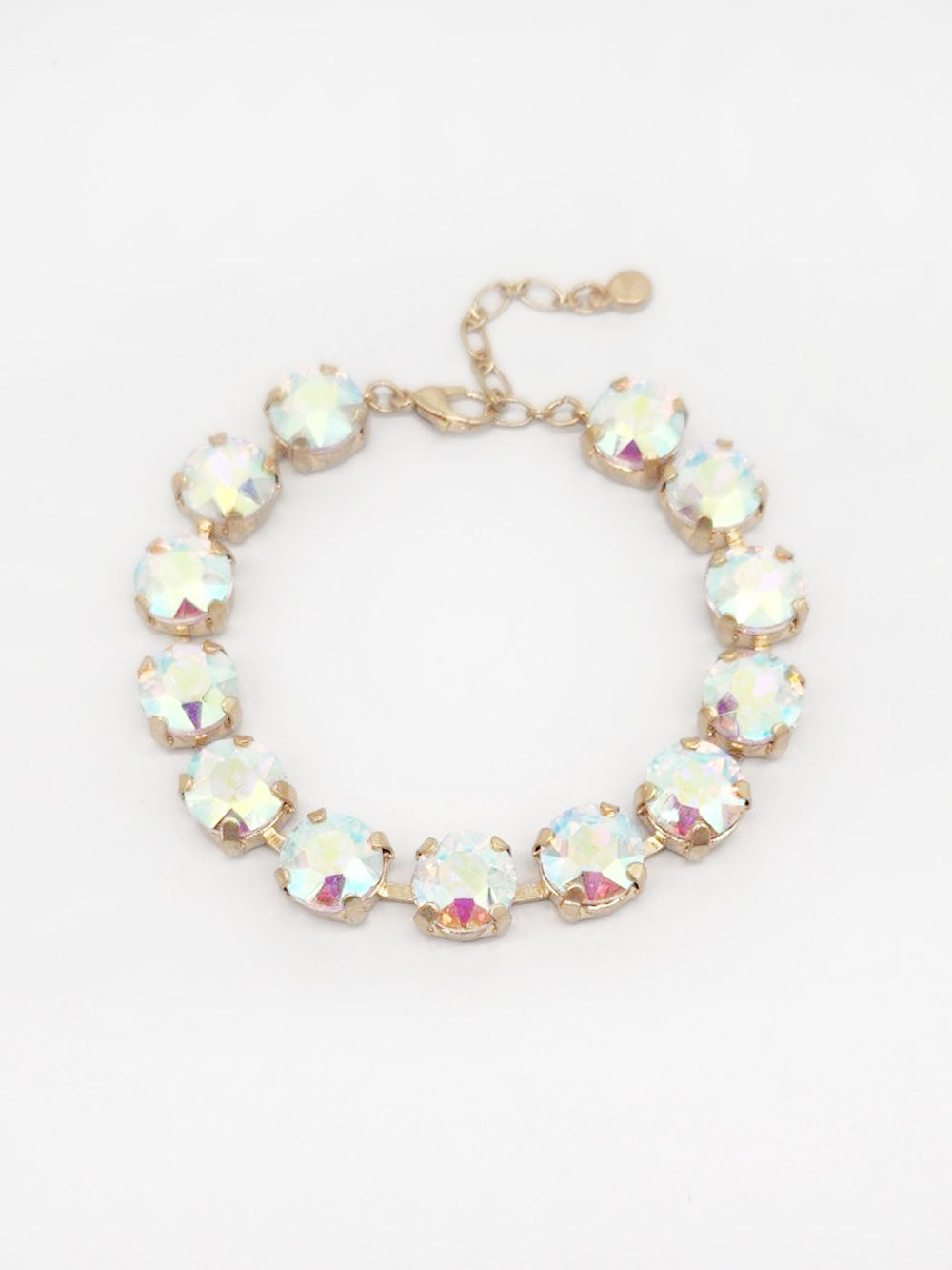 AB Square Stone with Gold Hinged 7.25" Bracelet