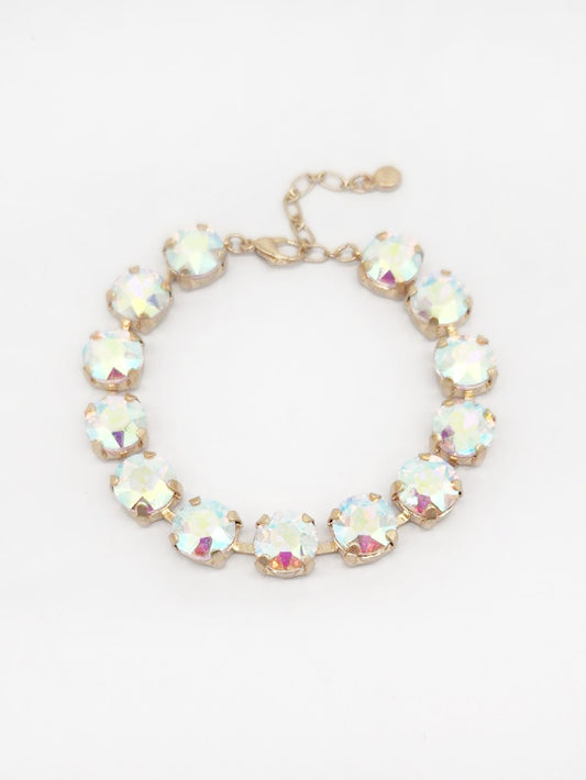 AB Square Stone with Gold Hinged 7.25" Bracelet