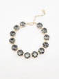 Black Diamond Square Stone with Gold Hinged 7.25" Bracelet