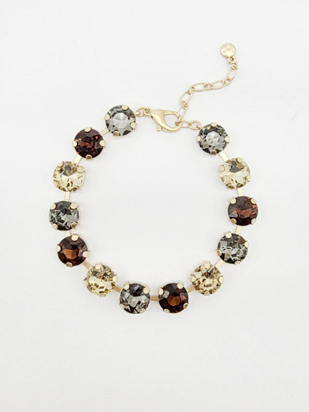 Black Diamond Multi Square Stone with Gold Hinged 7.25" Bracelet