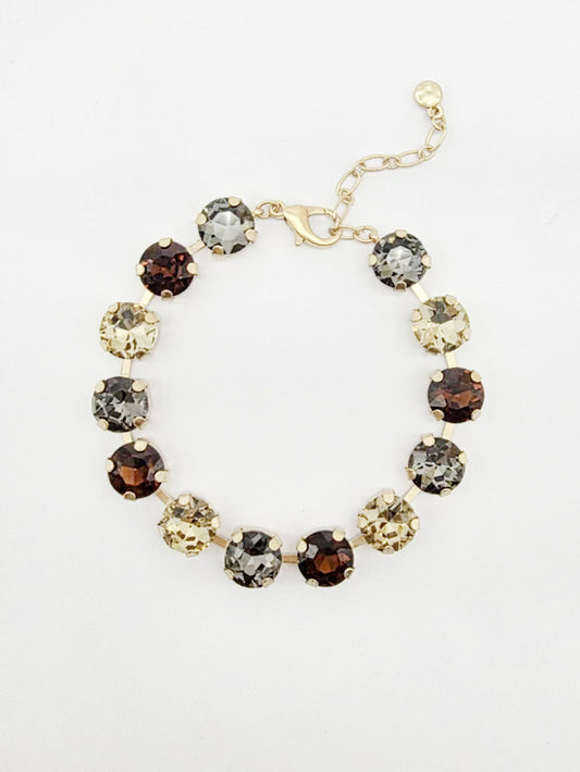 Black Diamond Multi Square Stone with Gold Hinged 7.25" Bracelet