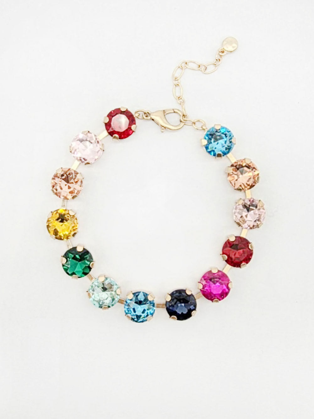 Multi Square Stone with Gold Hinged 7.25" Bracelet