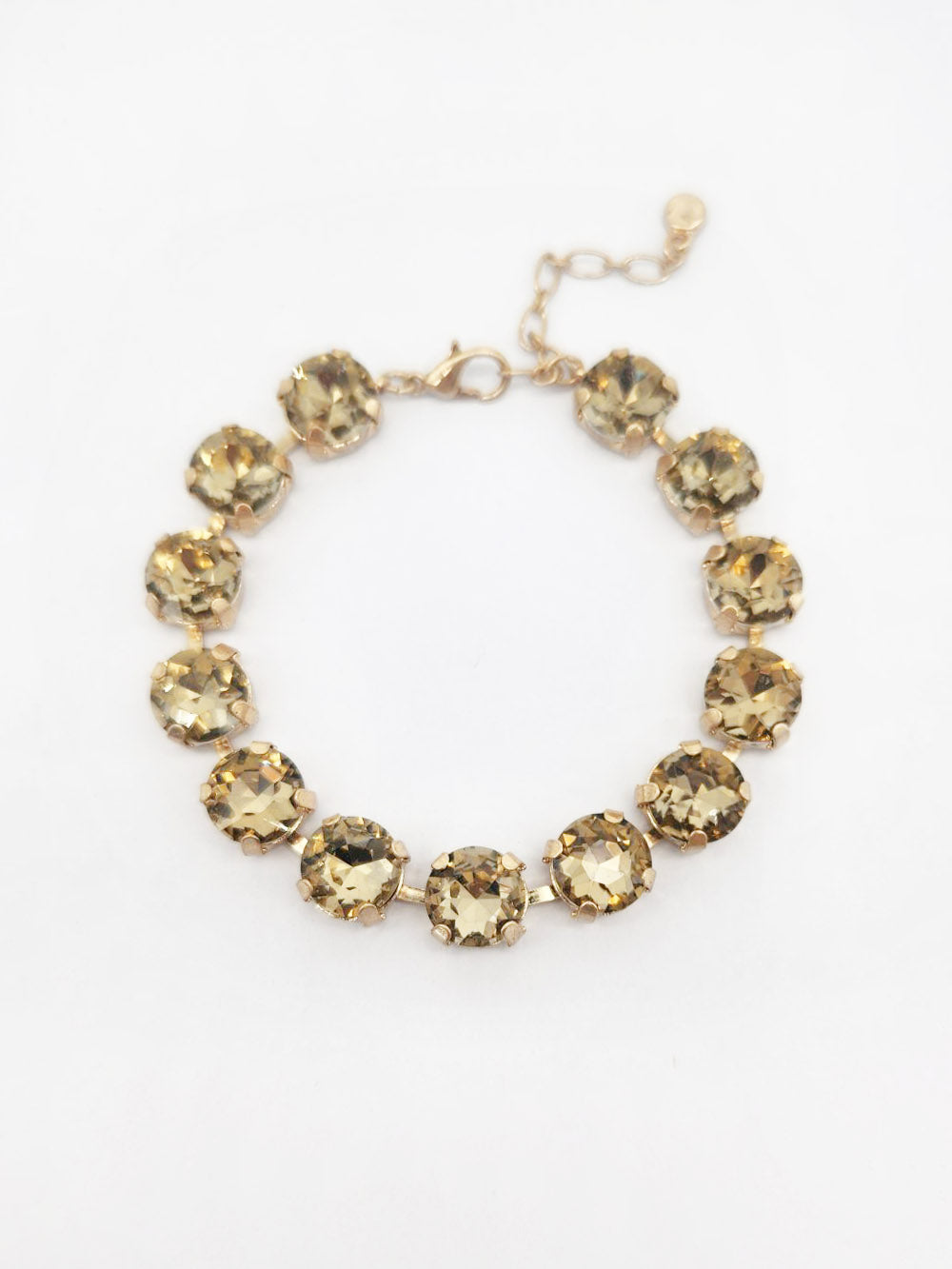 Champagne/Topaz Square Stone with Gold Hinged 7.25" Bracelet