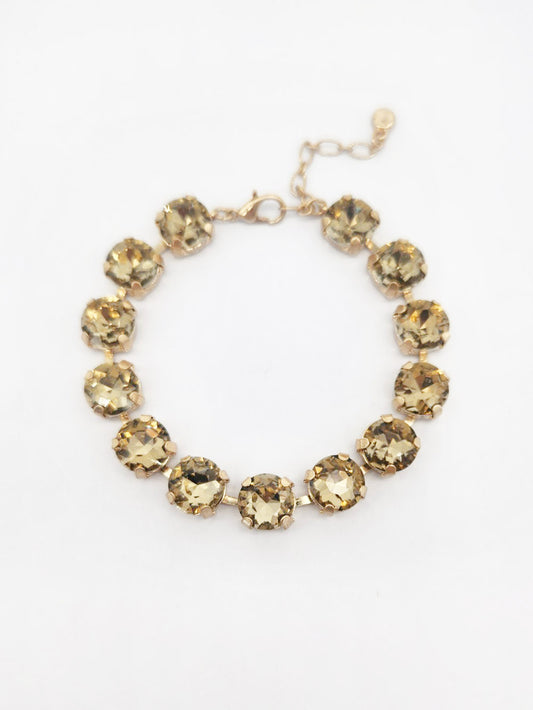 Champagne/Topaz Square Stone with Gold Hinged 7.25" Bracelet