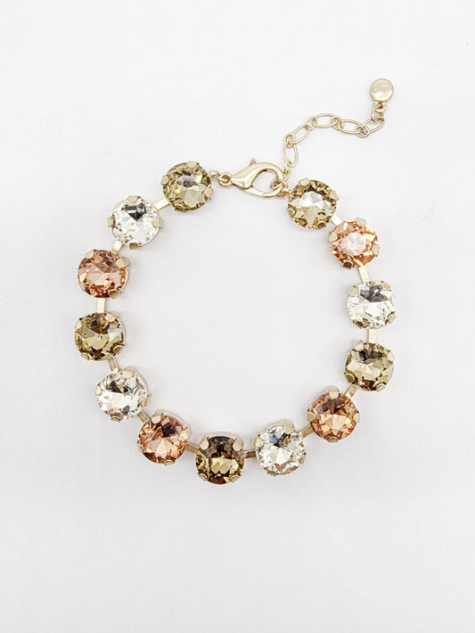 Brown/Topaz Multi Square Stone with Gold Hinged 7.25" Bracelet