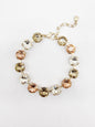 Brown/Topaz Multi Square Stone with Gold Hinged 7.25" Bracelet