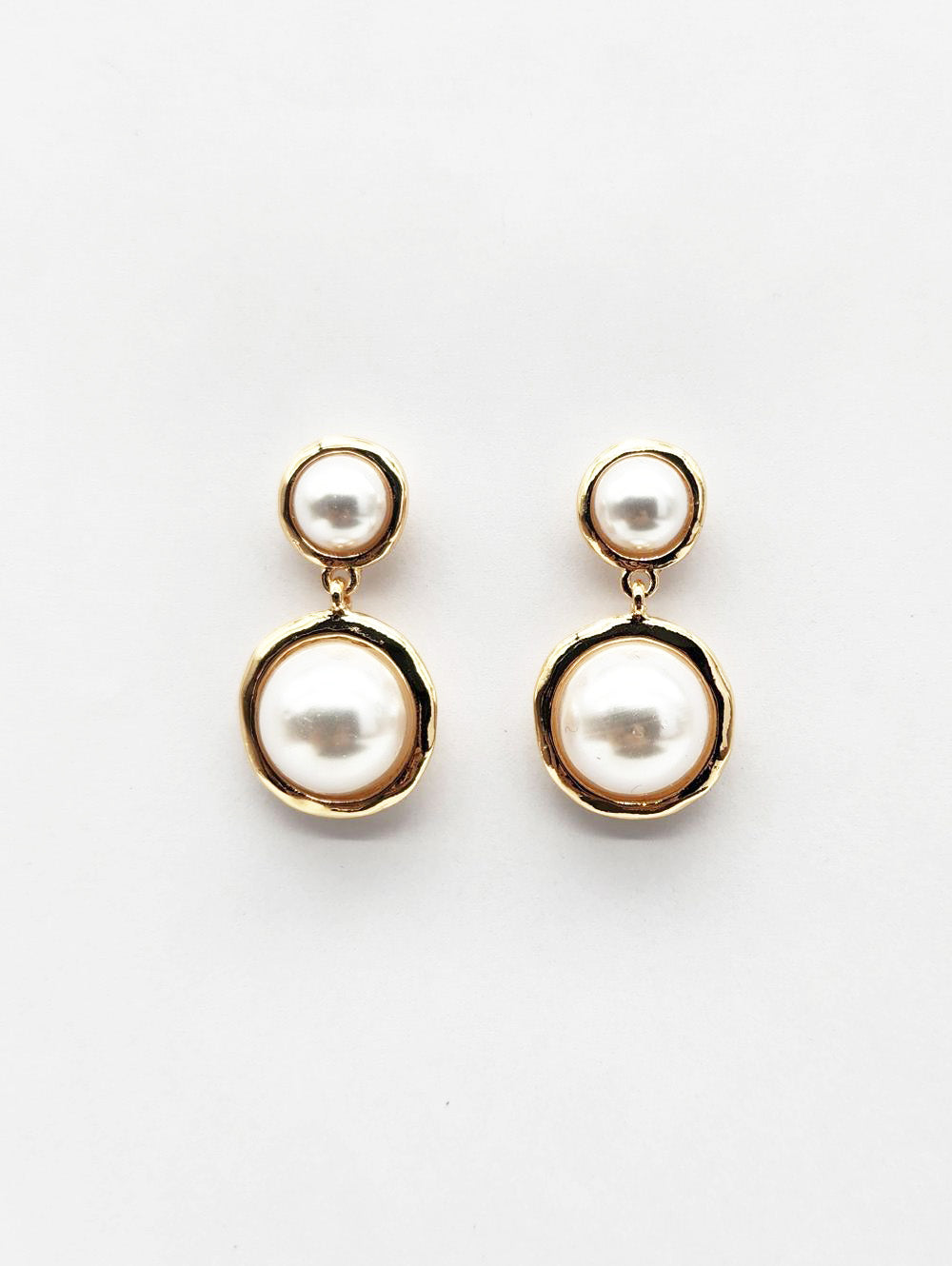 Pearl Circle Double Drop 1.25" Earring