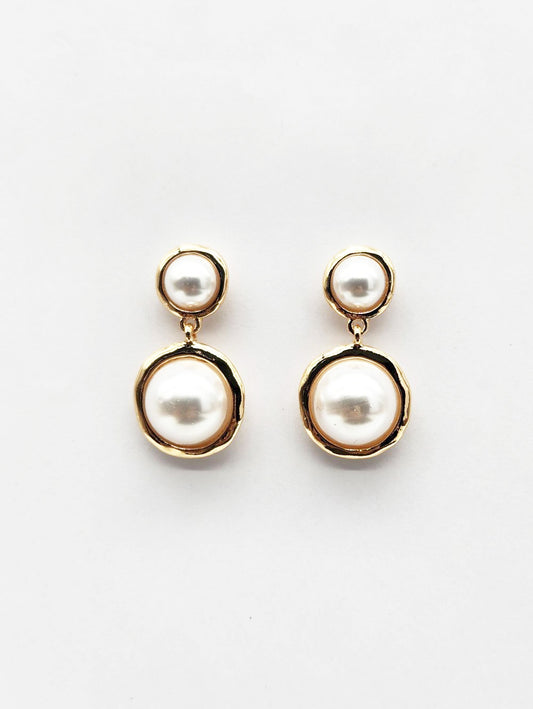 Pearl Circle Double Drop 1.25" Earring