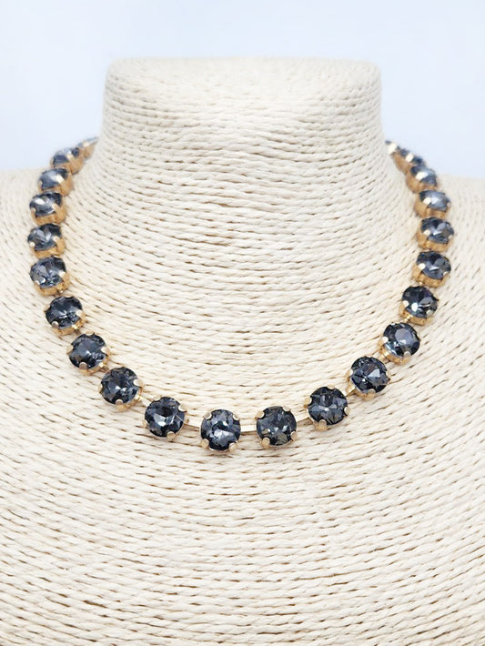 Black Diamond Stone Crystal 16"-18" Necklace