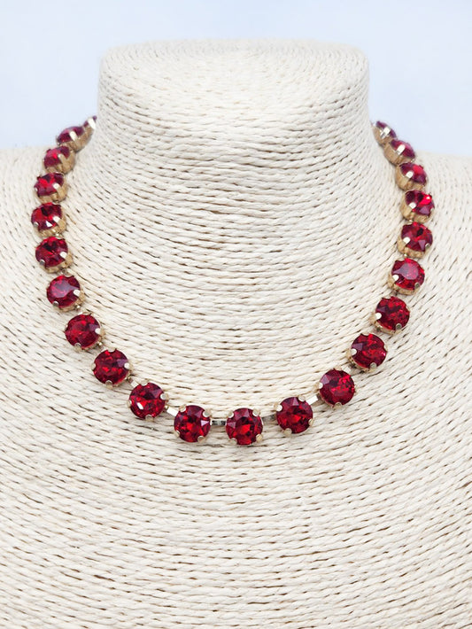Red Stone Crystal 16"-18" Necklace