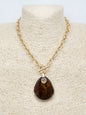 Gold Open Chain with Brown Tortoise Charm 16"-18" Necklace