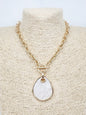 Gold Open Chain with Pearlized White Charm 16"-18" Necklace