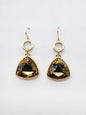 Gold Open Circle with Topaz Crystal Triangle Crystal Drop 1.5" Earring