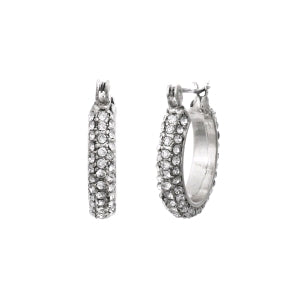 Silver 20MM Rhinestone Huggie Hoop Earring