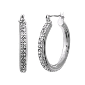 Silver 25MM Rhinestone Hoop Earring