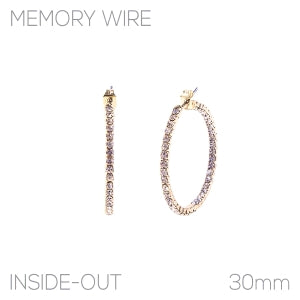 Gold Rhinestone 40MM Hoop Earring