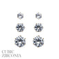 Set of 3 5/7/9MM with Gold Hardware Stud Earrings