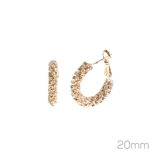 Gold Rhinestone Wrapped 1" Hoop Earring