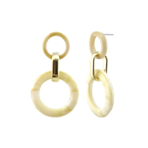 White Acrylic Circle and Gold 1.75" Stud Earring