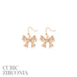 Gold Rhinestone Bow Fishhook 1" Earring