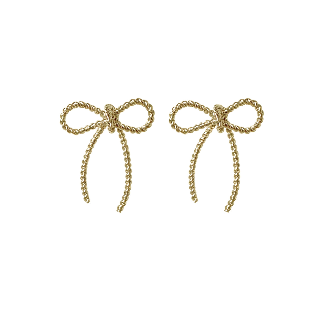 Gold Open Rope 1" Stud Bow Earring