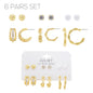 Set of 6 Stud and Hoops Earrings