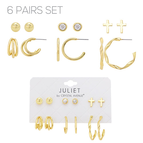 Set of 6 Stud and Hoops Earrings