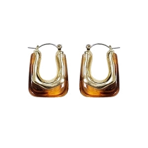 Brown Acrylic Triangle and Gold 1" Stud Earring