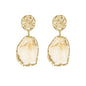 White Acrylic Oval and Gold 1.75" Stud Earring