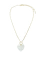 Gold Chain 16"-18" Necklace with White Heart Charm Necklace