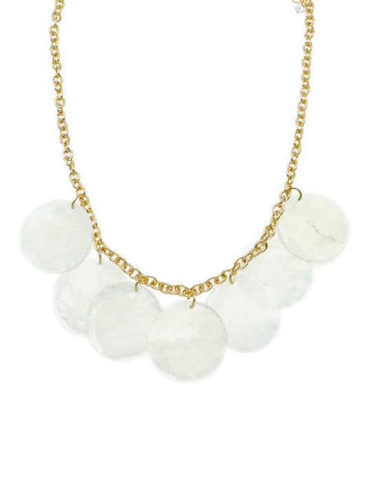 Gold Chain with White Pearlized Shell Charms 16"-18" Necklace