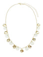 White Shell Charm and Gold Coin Charms 16"-18" Necklace