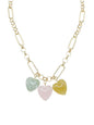 Gold Chain with Pink, Green, and Orange Acrylic Heart Charms 16"-18" Necklace