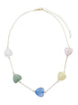 Gold Chain with Pink, Green, and Orange Acrylic Heart on Gold Chain 16"-18" Necklace