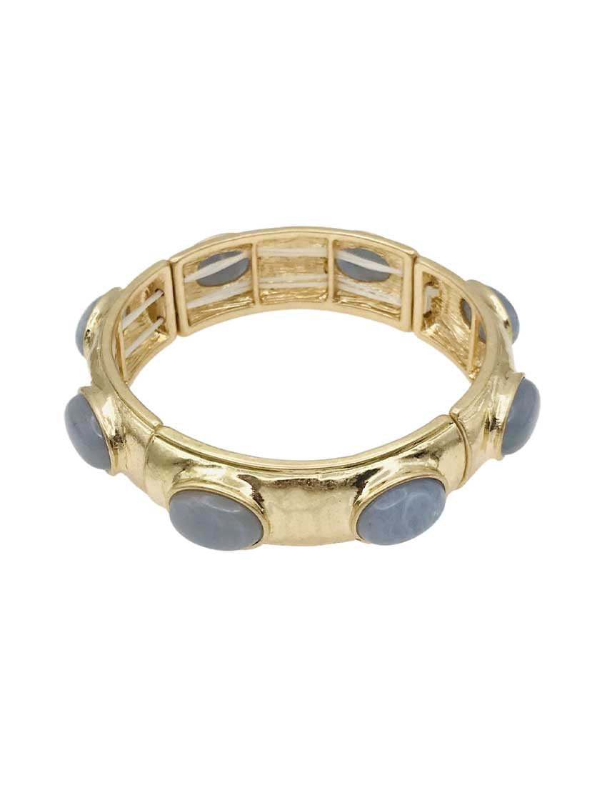 Hammered Gold with Grey Natural Stone Oval Accents