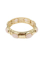 Hammered Gold with Pink Natural Stone Oval Accents
