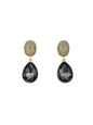 Grey Natural Stone and Black Diamond .75" Drop Earrings