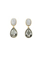 White Natural and Clear Teardrop Crystal .75" Drop Earrings