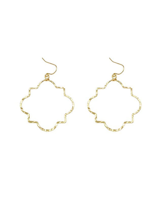 Hammered Gold Textured Open Geometric 1.5" Earring