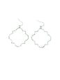 Thin Silver Quatrefoil 2" Drop Earring