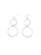 Thin Silver Double Open Circle 2" Drop Earring