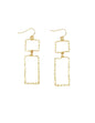 Hammered Gold Textured Open Rectangle 1.5" Earring